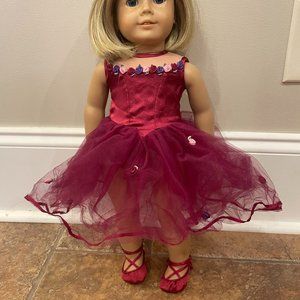 American Girl Doll Ballet Maroon Flower Tulle Outfit